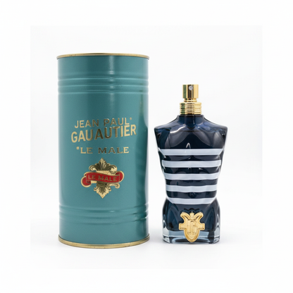 Jean Paul Gaultier Le Male perfume bottle on white backgrouJean Paul Gaultier Le Male Eau de Toilettend