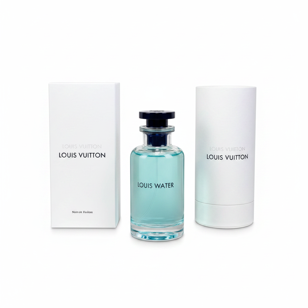 Louis Vuitton Imagination perfume bottle on white backgrounLouis Vuitton Imagination Eau de Parfumd