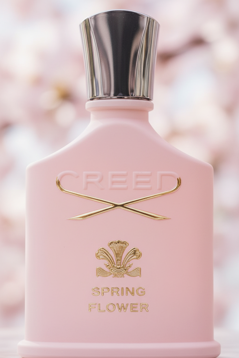 Creed Spring Flower — macro close-up blush bottle